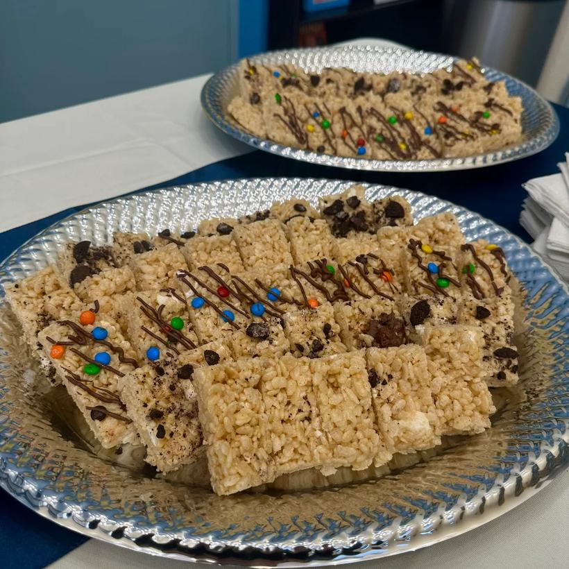 Trays of food set out for the break.